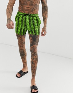Короткие зеленые шорты для плавания с принтом под кожу змеи ASOS DESIGN-Зеленый