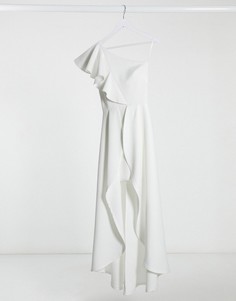 Асимметричное платье макси на одно плечо True Violet-Белый