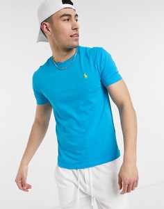 Ярко-синяя футболка с логотипом Polo Ralph Lauren-Голубой