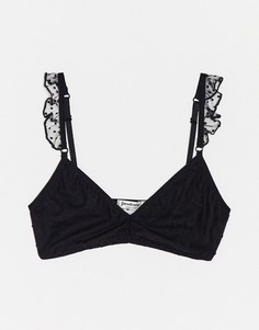 Черный бралетт с вышивкой Stradivarius