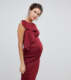 Платье с оборками и высоким воротом True Violet Maternity-Красный