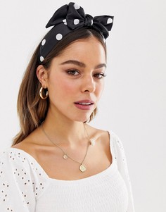 Повязка на голову с большим бантом в горошек ASOS DESIGN-Черный