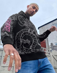 Худи с принтом "Dragon Ball" Bershka-Черный