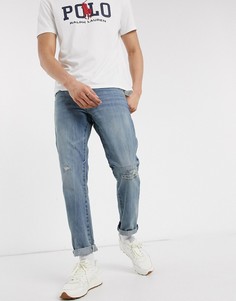 Светлые рваные джинсы прямого кроя Polo Ralph Lauren-Синий