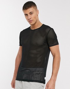 Черная сетчатая футболка с круглым вырезом Calvin Klein CK One-Черный