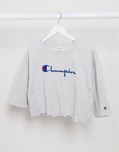 Кроп-топ с логотипом Champion-Серый