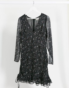 Платье мини с цветочным принтом The East Order-Черный