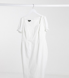Белое платье миди с пышными рукавами Vesper Plus-Белый