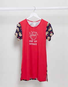 Ночная рубашка с надписью "out of office" и кокосами Loungeable-Красный