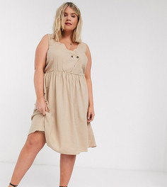 Бежевое приталенное платье с запахом Vero Moda Curve​​​​​​​-Бежевый
