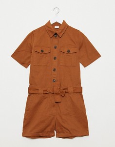 Коричневый ромпер в стиле милитари JDY-Коричневый цвет