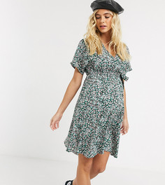 Платье мини с запахом и цветочным принтом New Look Maternity-Мульти
