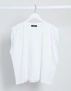 Белая футболка с объемными плечами Bershka-Белый