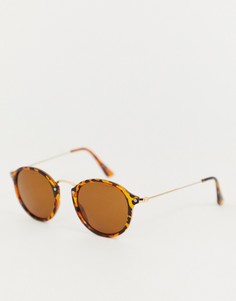 Круглые солнцезащитные очки в черепаховой оправе Jeepers Peepers-Коричневый