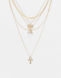 Золотистое ожерелье в несколько рядов с треугольником Missguided-Золотой