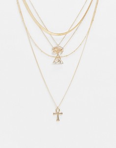 Золотистое ожерелье в несколько рядов с треугольником Missguided-Золотой