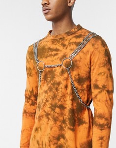 Серебристая сбруя-бандаж на грудь из цепочек ASOS DESIGN-Серебряный
