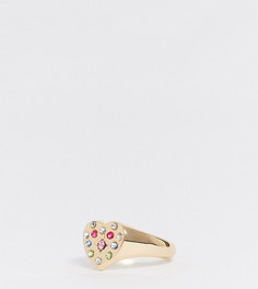 Золотистое кольцо с сердцем и разноцветными камнями ASOS DESIGN Curve-Золотой