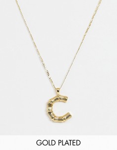 Позолоченное ожерелье с подвеской в виде буквы "C" в винтажном стиле ASOS DESIGN-Золотой