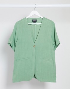 Зеленый пиджак без воротника Monki-Зеленый цвет