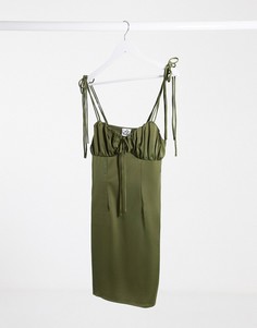 Платье мини на бретелях цвета хаки Lola May-Зеленый цвет