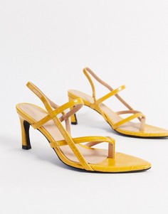 Желтые туфли на каблуке с перемычкой между пальцами NA-KD-Желтый