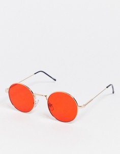 Круглые солнцезащитные очки с красными стеклами Burton Menswear-Красный