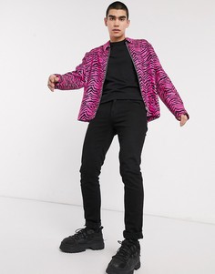 Розовая куртка Харрингтон с зебровым узором из пайеток ASOS DESIGN-Розовый цвет