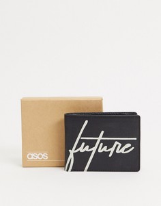 Черный кожаный бумажник с логотипом "dark future" ASOS DESIGN