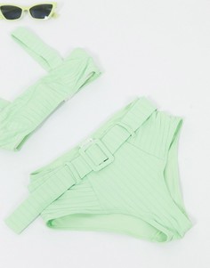 Зеленые плавки бикини с завышенной талией и поясом & Other Stories-Зеленый