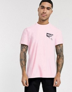 Розовая футболка с принтом Bershka-Розовый