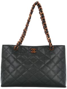 Chanel Pre-Owned стеганая сумка-тоут с логотипом