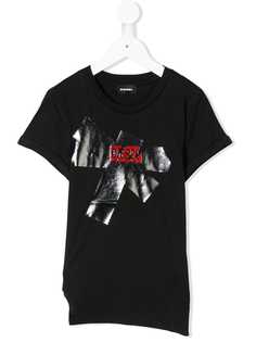 Diesel Kids футболка с логотипом металлик