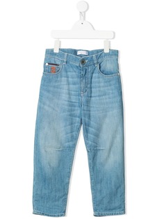 Brunello Cucinelli Kids джинсы прямого кроя из вареного денима