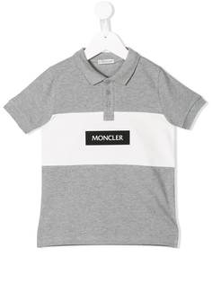 Moncler Kids рубашка-поло дизайна колор-блок с логотипом