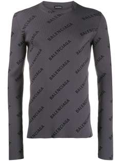 Balenciaga джемпер в рубчик с логотипом