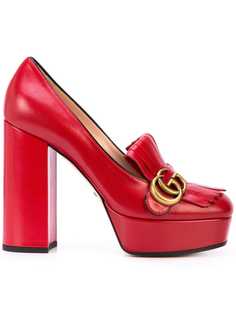 Gucci лоферы на платформе с логотипом GG