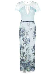 Marchesa Notte платье с цветочным узором и пайетками