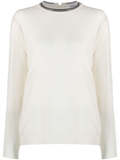 Brunello Cucinelli декорированный джемпер с круглым вырезом