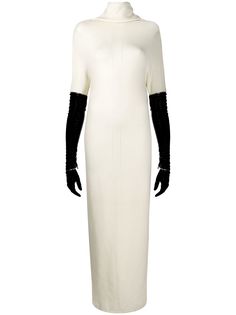 Gianfranco Ferré Pre-Owned трикотажное платье с рукавами из искусственной кожи