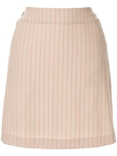 Chanel Pre-Owned юбка в полоску на пуговицах с логотипом CC
