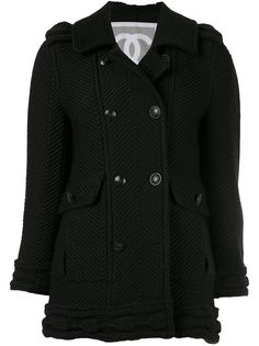 Chanel Pre-Owned пальто с узором в елочку