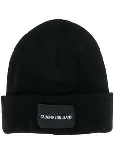 CK Calvin Klein шапка бини с нашивкой-логотипом