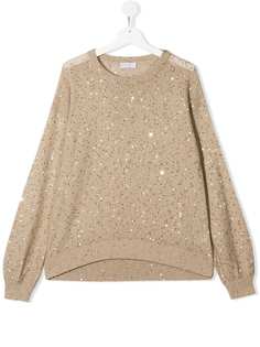 Brunello Cucinelli Kids джемпер тонкой вязки с пайетками