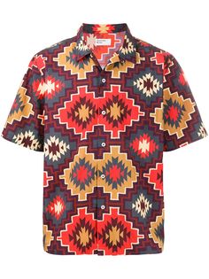 Universal Works рубашка с геометричным принтом