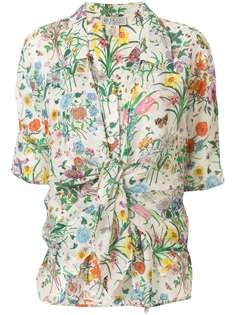 Gucci Pre-Owned блузка с цветочным принтом и завязкой спереди