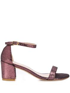 Stuart Weitzman босоножки на каблуке с эффектом металлик