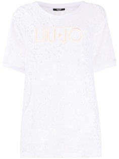 LIU JO кружевная футболка с карманом-муфтой