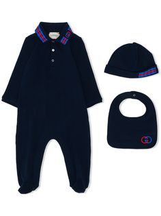 Gucci Kids комплект из комбинезона, шапки и нагрудника