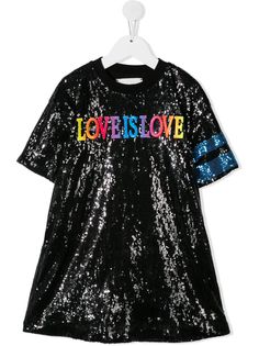 Alberta Ferretti Kids платье Love is Love с пайетками